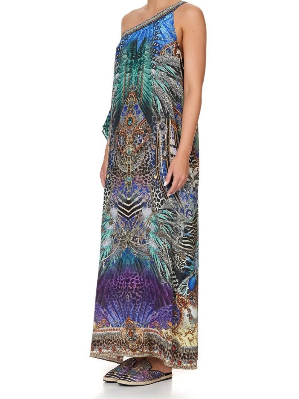 NWOT Camilla One-Shoulder Kaftan Animal Army S/M $649 - Picture 5 of 11